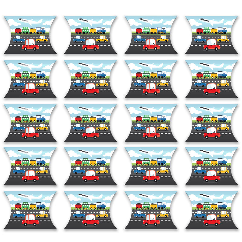 Cars, Trains, and Airplanes - Favor Gift Boxes - Transportation Birthday Party Petite Pillow Boxes - Set of 20