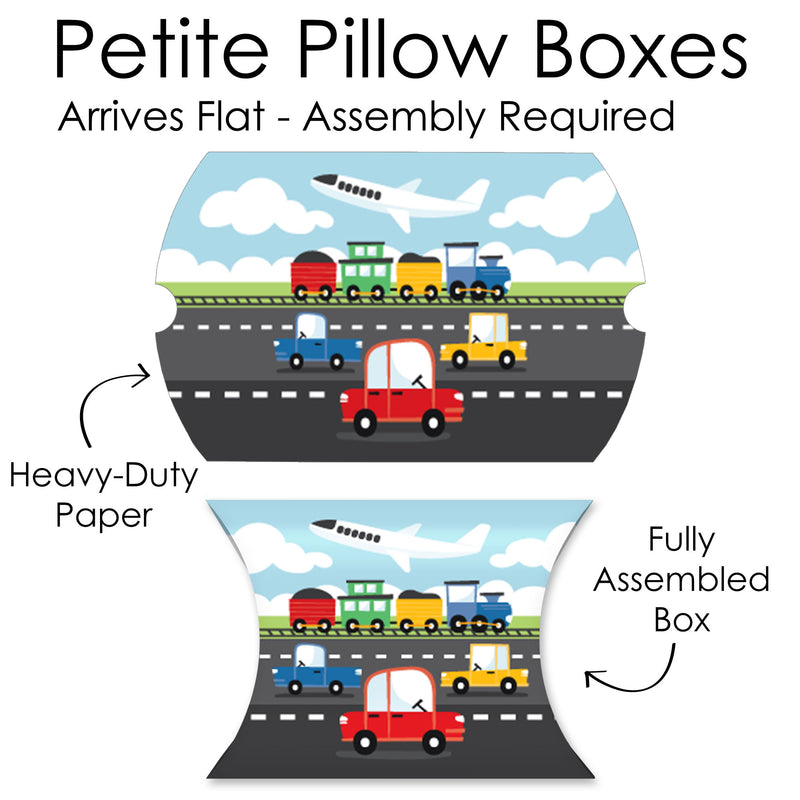 Cars, Trains, and Airplanes - Favor Gift Boxes - Transportation Birthday Party Petite Pillow Boxes - Set of 20