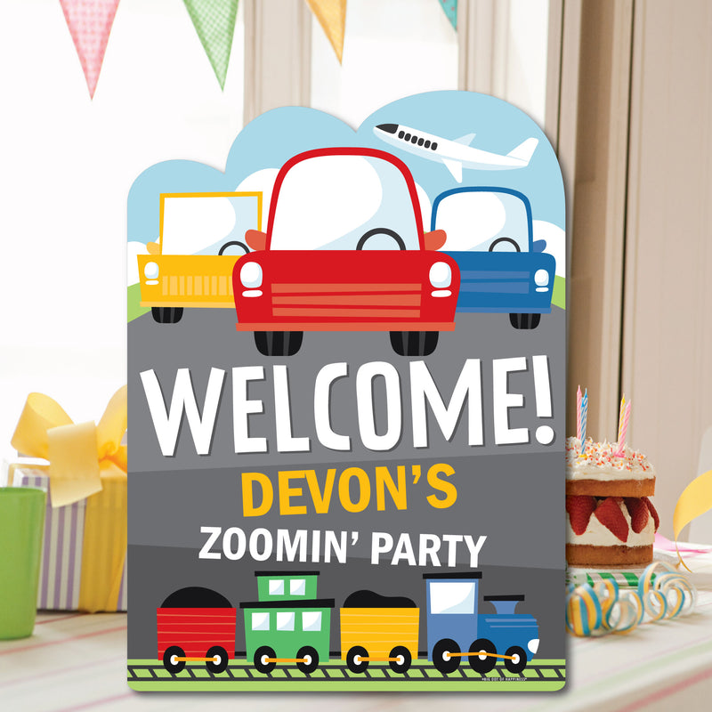 Cars, Trains, and Airplanes - Party Decorations - Transportation Birthday Party Personalized Welcome Yard Sign