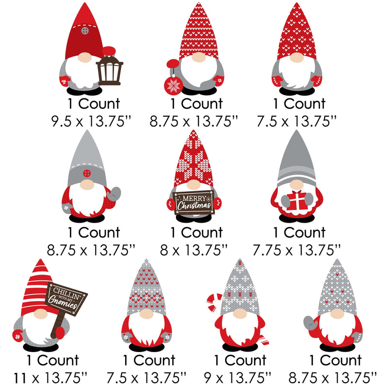 Christmas Gnomes - Lawn Decorations - Outdoor Holiday Party Yard Decorations - 10 Piece