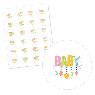 Colorful Baby Shower - Gender Neutral Party Circle Sticker Labels - 24 Count