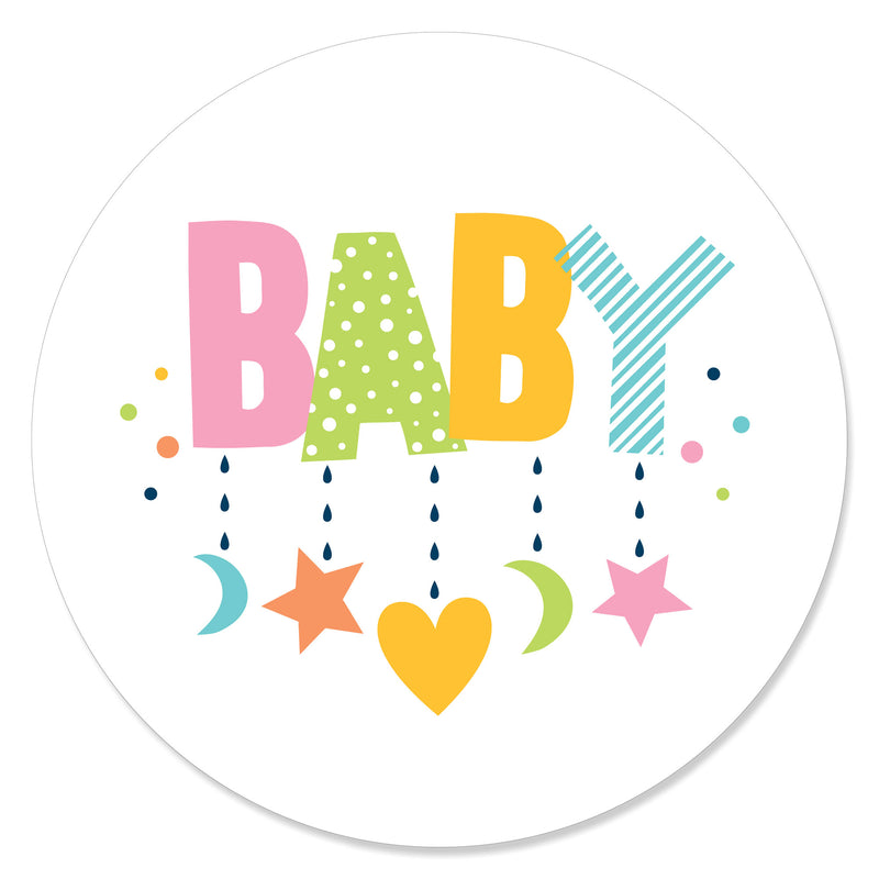 Colorful Baby Shower - Gender Neutral Party Circle Sticker Labels - 24 Count