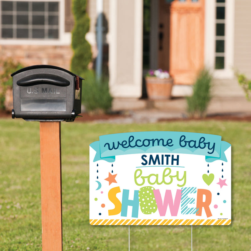 Colorful Baby Shower - Gender Neutral Party Yard Sign Lawn Decorations - Personalized Welcome Baby Party Yardy Sign