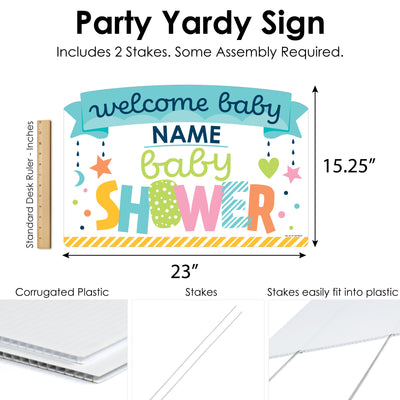 Colorful Baby Shower - Gender Neutral Party Yard Sign Lawn Decorations - Personalized Welcome Baby Party Yardy Sign