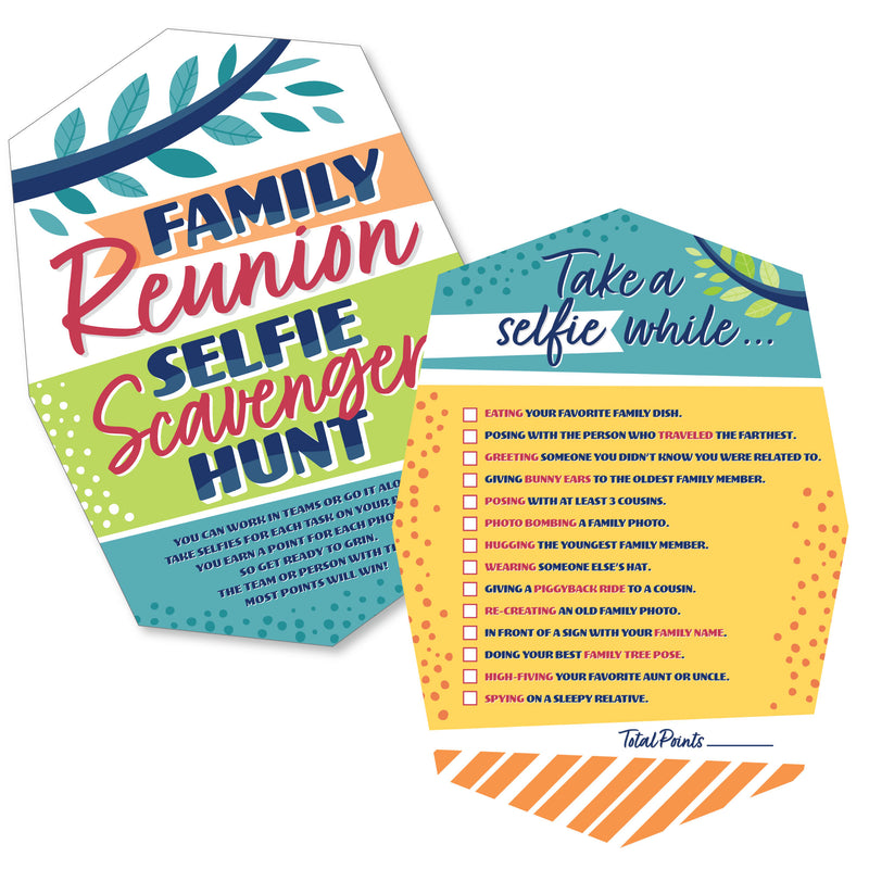 Colorful Family Reunion - Selfie Scavenger Hunt - Family Gathering Party Game - Set of 12