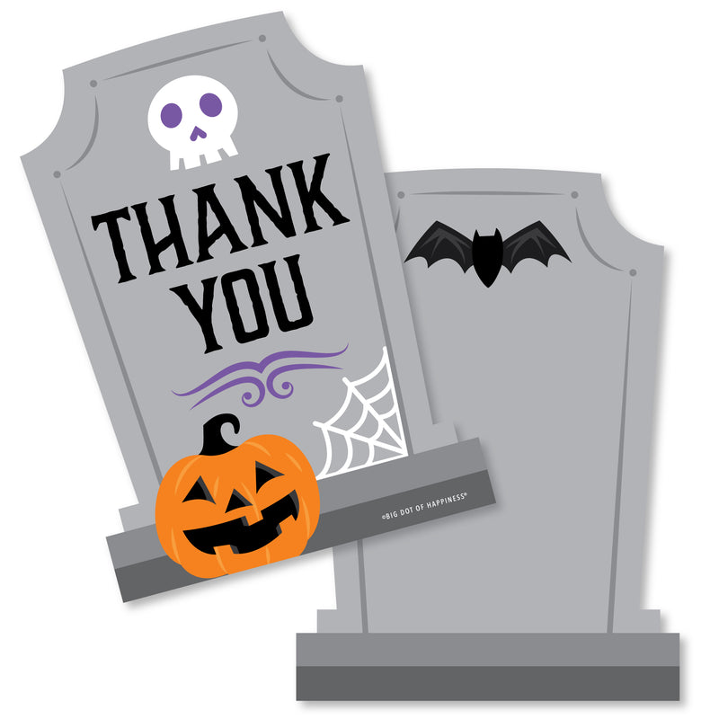 Cute and Colorful Tombstones - Shaped Thank You Cards - Kids Halloween Party Thank You Note Cards with Envelopes - Set of 12