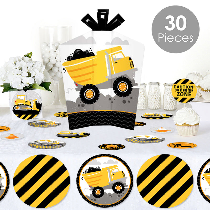 Dig It - Construction Party Zone - Baby Shower or Birthday Party Decor and Confetti - Terrific Table Centerpiece Kit - Set of 30