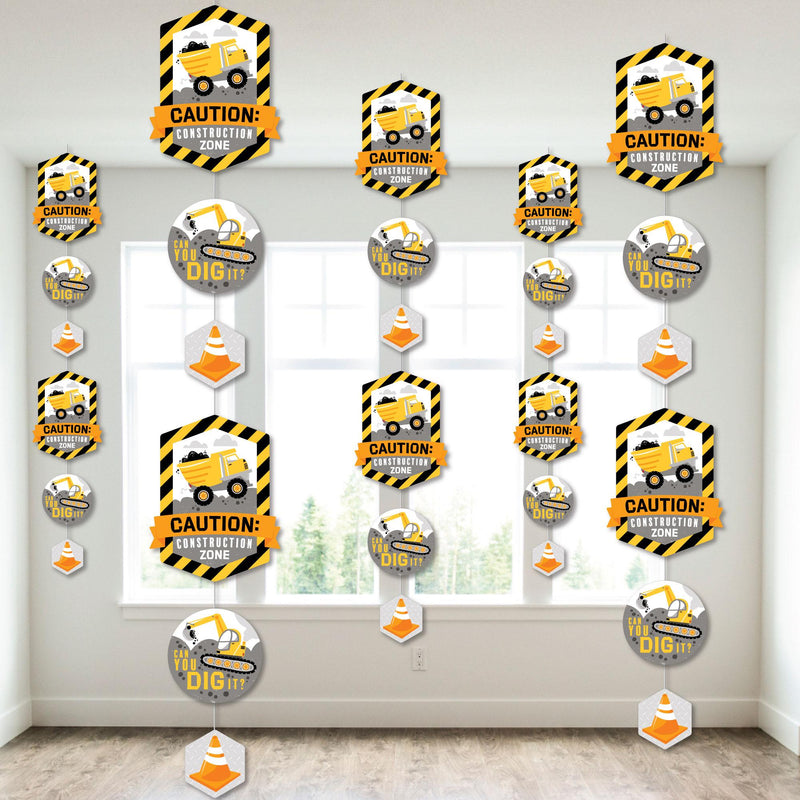 Dig It - Construction Party Zone - Baby Shower or Birthday Party DIY Dangler Backdrop - Hanging Vertical Decorations - 30 Pieces