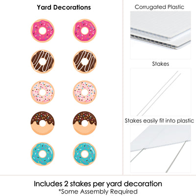Donut Worry, Let's Party - Lawn Decorations - Outdoor Doughnut Party Yard Decorations - 10 Piece