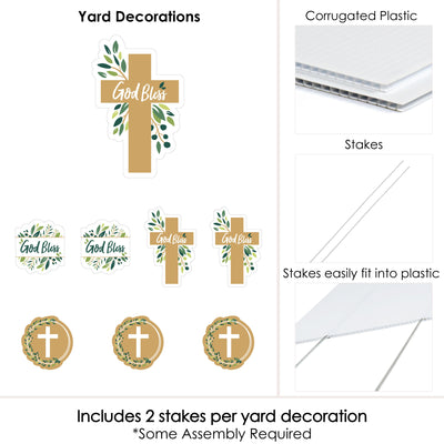 Elegant Cross - Yard Sign and Outdoor Lawn Decorations - Religious Party Yard Signs - Set of 8
