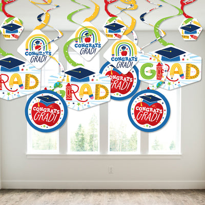 Elementary Grad - Kids Graduation Party Hanging Decor - Party Decoration Swirls - Set of 40