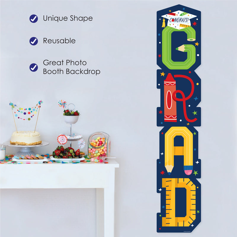 Elementary Grad - Kids Graduation Party Vertical Decoration - Shaped Banner