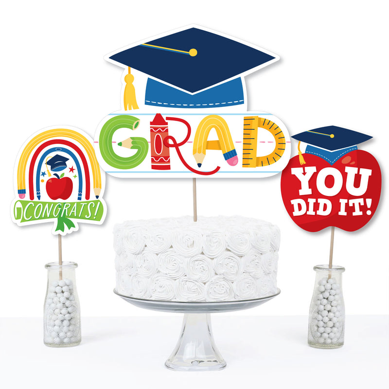 Elementary Grad - Kids Graduation Party Centerpiece Sticks - Table Toppers - Set of 15