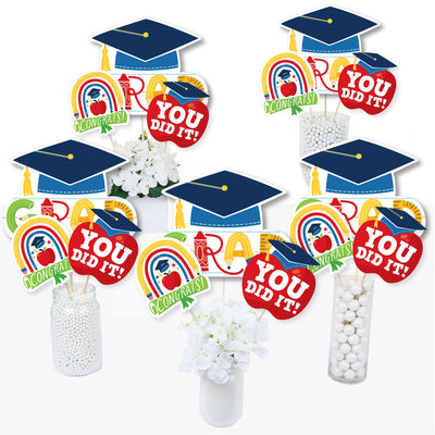 Elementary Grad - Kids Graduation Party Centerpiece Sticks - Table Toppers - Set of 15