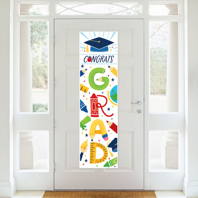 Elementary Grad - Kids Graduation Party Front Door Decoration - Vertical Banner
