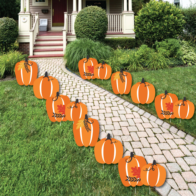 Fall Pumpkin - Pumpkin Lawn Decorations - Outdoor Halloween or Thanksgiving Party Yard Decorations - 10 Piece