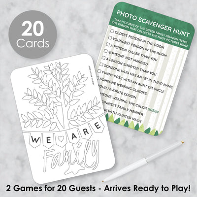 Family Tree Reunion - 2-in-1 Family Gathering Party Cards - Activity Duo Games - Set of 20