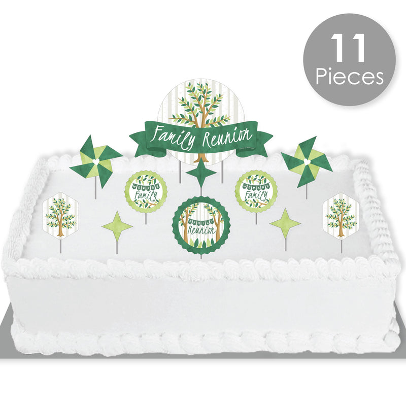 Family Tree Reunion - Family Gathering Party Cake Decorating Kit - Family Reunion Cake Topper Set - 11 Pieces