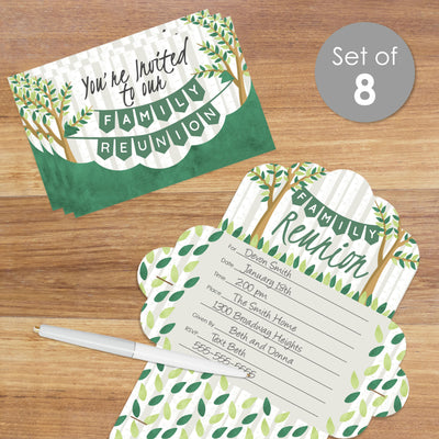 Family Tree Reunion - Fill-In Cards - Family Gathering Party Fold and Send Invitations - Set of 8