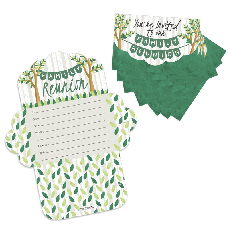 Family Tree Reunion - Fill-In Cards - Family Gathering Party Fold and Send Invitations - Set of 8