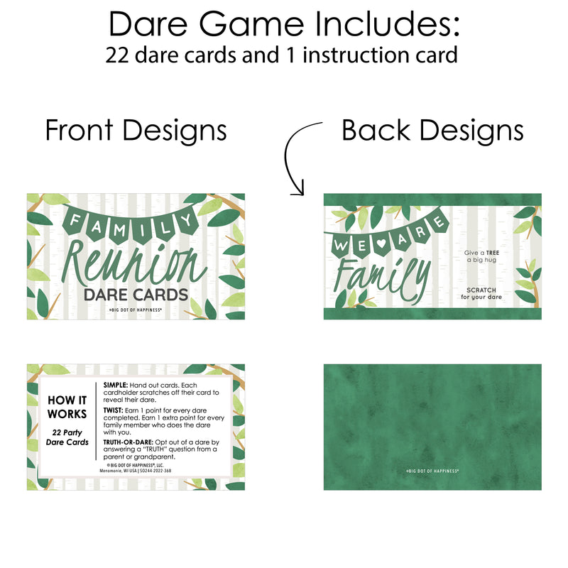 Family Tree Reunion - Family Gathering Party Game Scratch Off Dare Cards - 22 Count