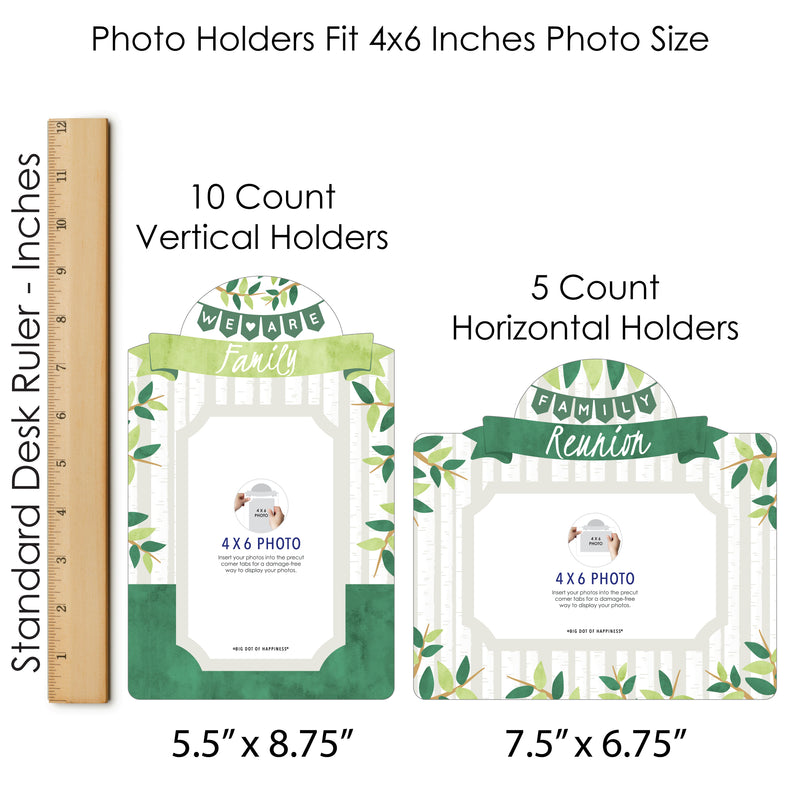 Family Tree Reunion - Family Gathering Party Picture Centerpiece Sticks - Photo Table Toppers - 15 Pieces