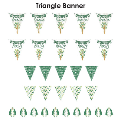Family Tree Reunion - DIY Family Gathering Party Pennant Garland Decoration - Triangle Banner - 30 Pieces