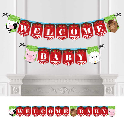 Farm Animals - Baby Shower Bunting Banner - Barnyard Party Decorations - Welcome Baby