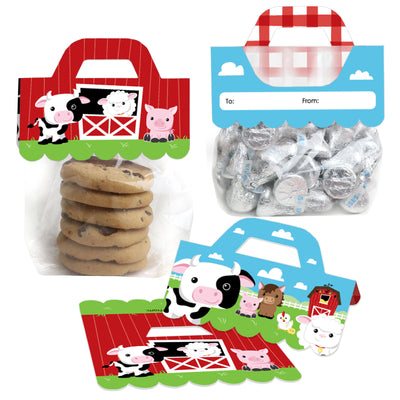 Farm Animals - DIY Barnyard Baby Shower or Birthday Party Clear Goodie Favor Bag Labels - Candy Bags with Toppers - Set of 24