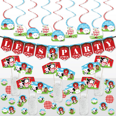 Farm Animals - Barnyard Baby Shower or Birthday Party Supplies Decoration Kit - Decor Galore Party Pack - 51 Pieces