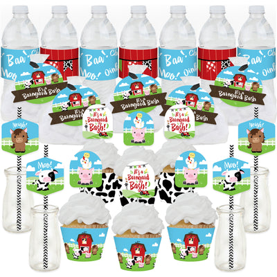 Farm Animals - Barnyard Baby Shower or Birthday Party Favors and Cupcake Kit - Fabulous Favor Party Pack - 100 Pieces