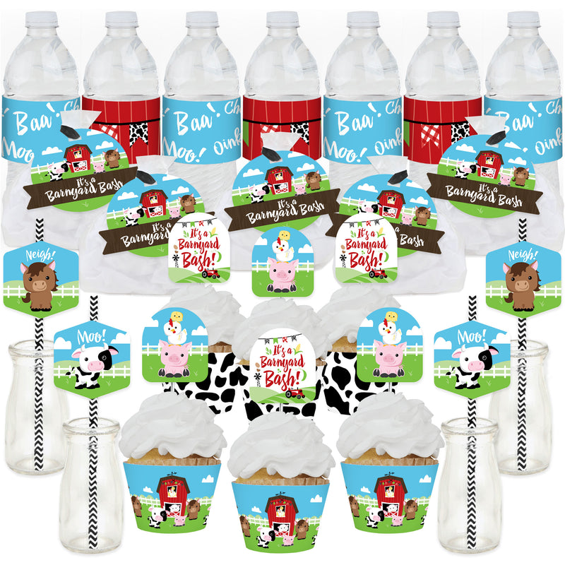 Farm Animals - Barnyard Baby Shower or Birthday Party Favors and Cupcake Kit - Fabulous Favor Party Pack - 100 Pieces