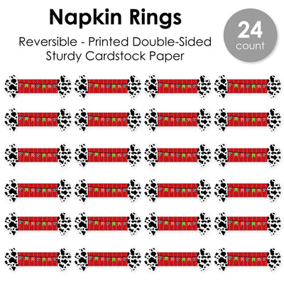 Farm Animals - Barnyard Baby Shower or Birthday Party Paper Napkin Holder - Napkin Rings - Set of 24