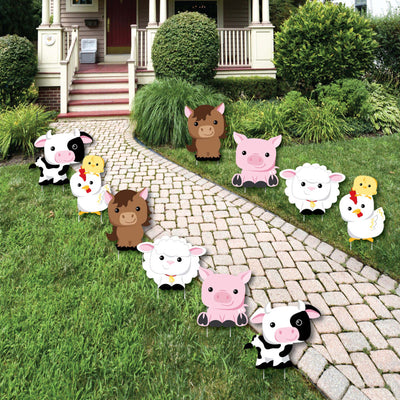 Farm Animals - Barnyard Lawn Decorations - Outdoor Baby Shower or Birthday Party Yard Decorations - 10 Piece