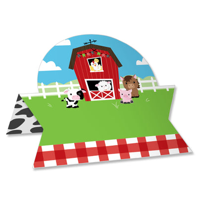 Farm Animals - Barnyard Baby Shower or Birthday Party Tent Buffet Card - Table Setting Name Place Cards - Set of 24