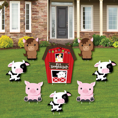 Farm Animals - Yard Sign & Outdoor Lawn Decorations - Barnyard Baby Shower or Birthday Party Yard Signs - Set of 8