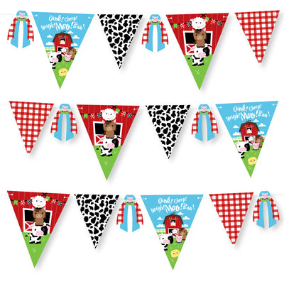 Farm Animals - DIY Barnyard Baby Shower or Birthday Party Pennant Garland Decoration - Triangle Banner - 30 Pieces