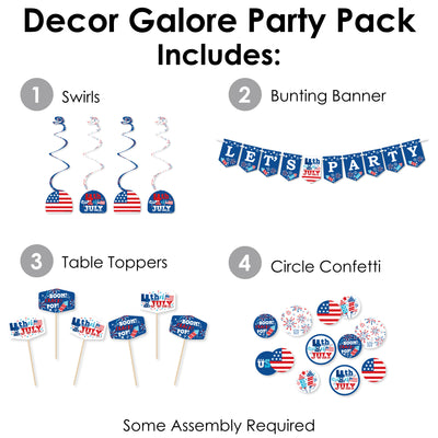 Firecracker 4th of July - Red, White and Royal Blue Party Supplies Decoration Kit - Decor Galore Party Pack - 51 Pieces