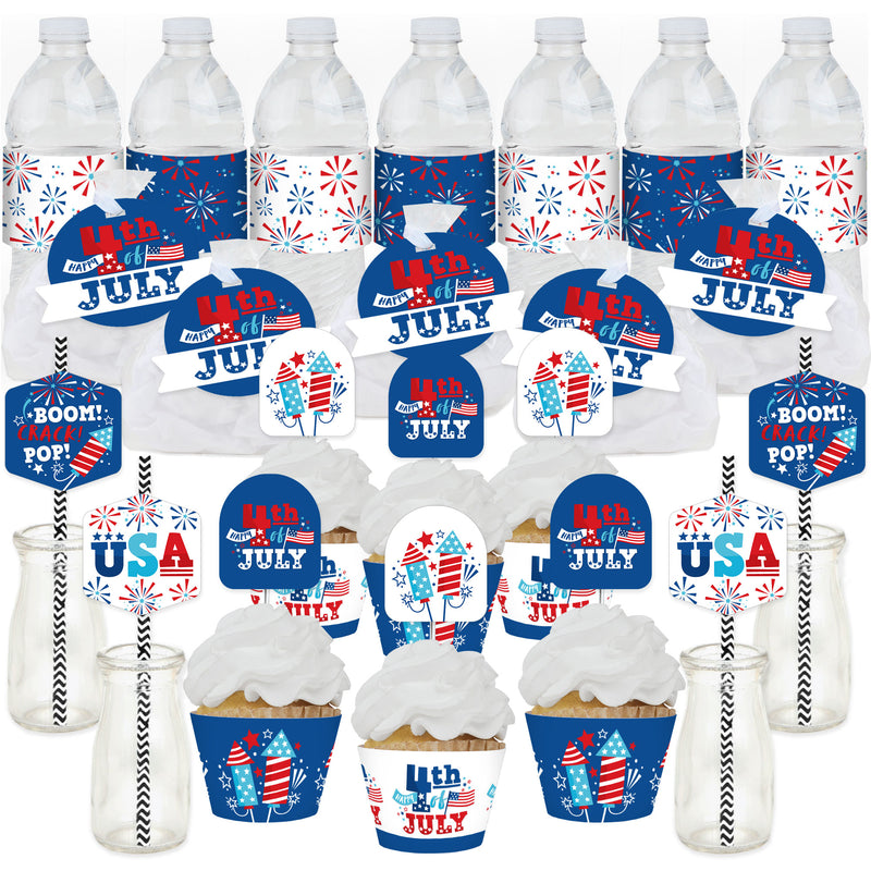 Firecracker 4th of July - Red, White and Royal Blue Party Favors and Cupcake Kit - Fabulous Favor Party Pack - 100 Pieces