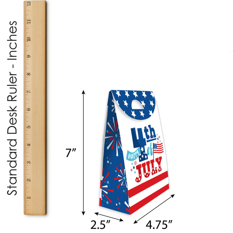 Firecracker 4th of July - Red, White and Royal Blue Gift Favor Bags - Party Goodie Boxes - Set of 12