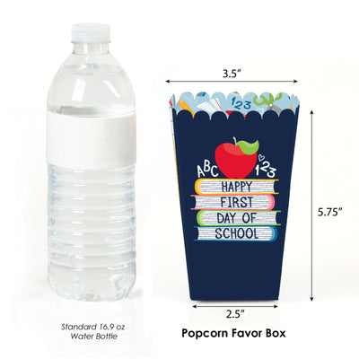 First Day of School - Back to School Classroom Decorations Favor Popcorn Treat Boxes - Set of 12