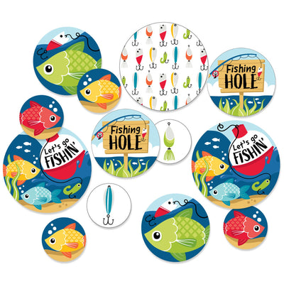 Let's Go Fishing - Fish Themed Party or Birthday Party Giant Circle Confetti - Party Decorations - Large Confetti 27 Count