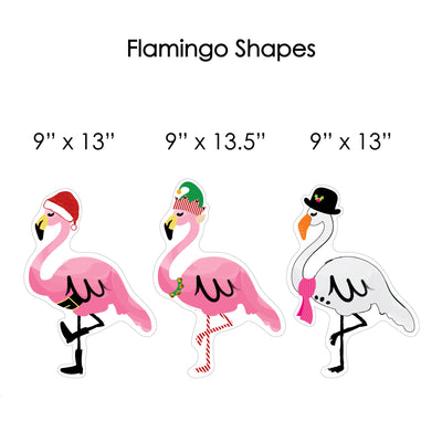 Flamingle Bells - Pink Flamingo Lawn Decorations - Outdoor Tropical Flamingo Christmas Yard Decorations - 10 Piece
