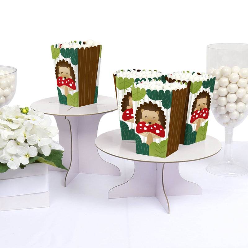 Forest Hedgehogs - Woodland Birthday Party or Baby Shower Favor Popcorn Treat Boxes - Set of 12