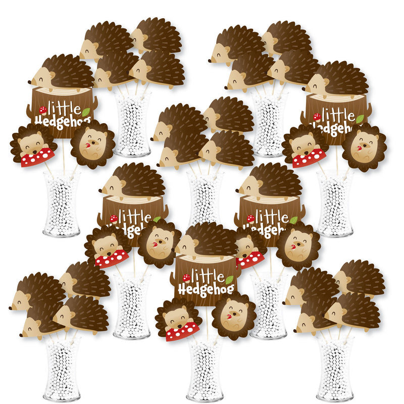 Forest Hedgehogs - Woodland Birthday Party or Baby Shower Centerpiece Sticks - Showstopper Table Toppers - 35 Pieces