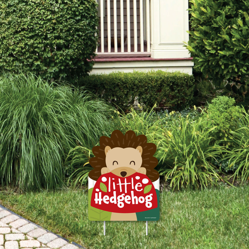 Forest Hedgehogs - Outdoor Lawn Sign - Woodland Birthday Party or Baby Shower Yard Sign - 1 Piece