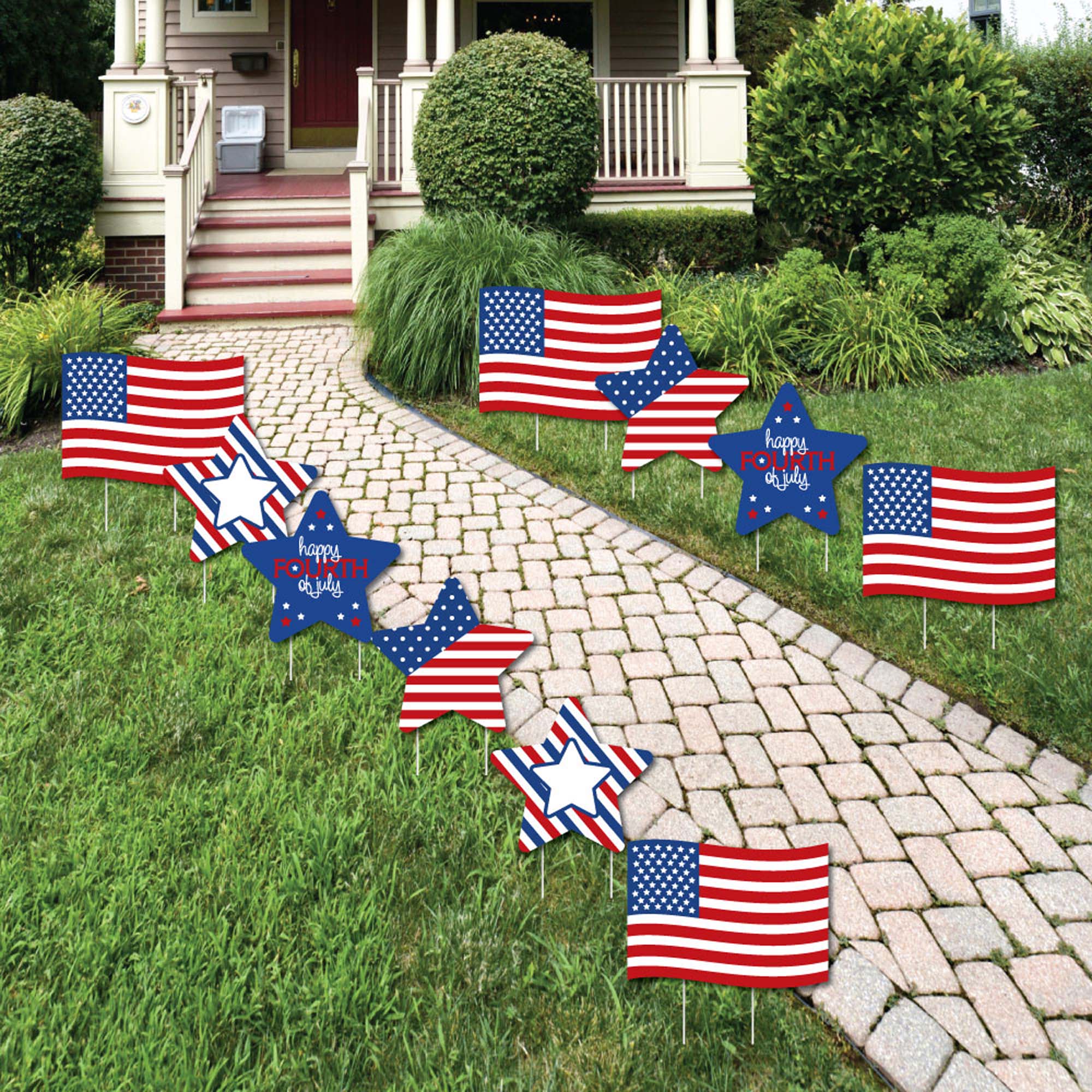 4th of July - Flag and Star Lawn Decorations - Outdoor Fourth Of