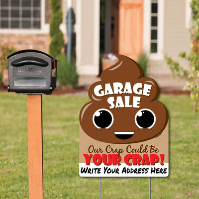 Funny Garage Sale Signs - Our Crap Could Be Your Crap Yard Sign with Stakes - Double Sided Outdoor Lawn Sign - Set of 3