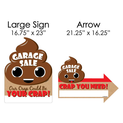 Funny Garage Sale Signs - Our Crap Could Be Your Crap Yard Sign with Stakes - Double Sided Outdoor Lawn Sign - Set of 3