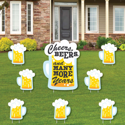 Funny Prank Cheers, Beers, and Many More Years - Yard Sign and Outdoor Lawn Decorations - Birthday Yard Signs - Set of 8
